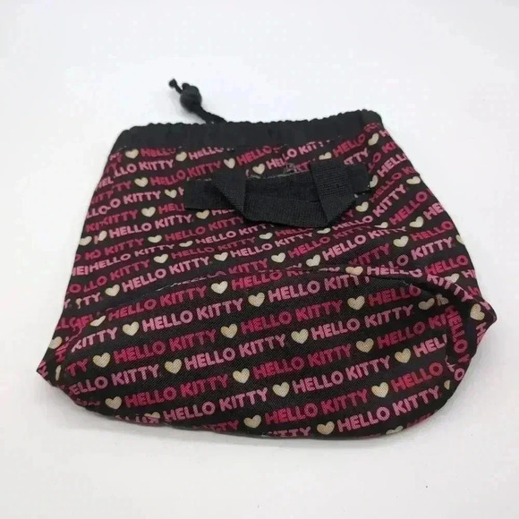 Hello Kitty Drawstring Feed sack Bag pink and black - Picture 3 of 5